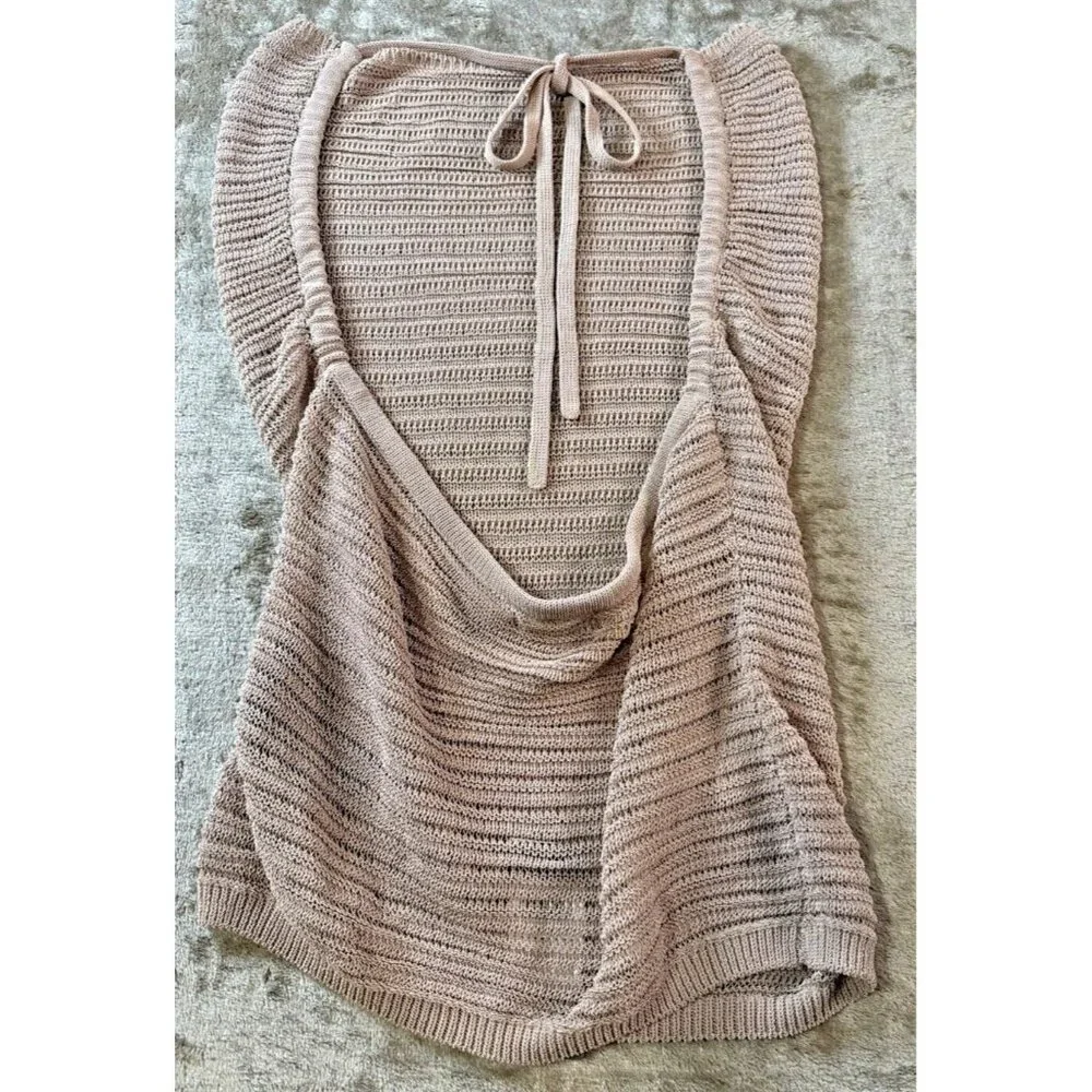 Guess Halter Top Womens Size L Champagne Color SL Rhea Cowl Neck Milk Tea - Picture 9 of 16